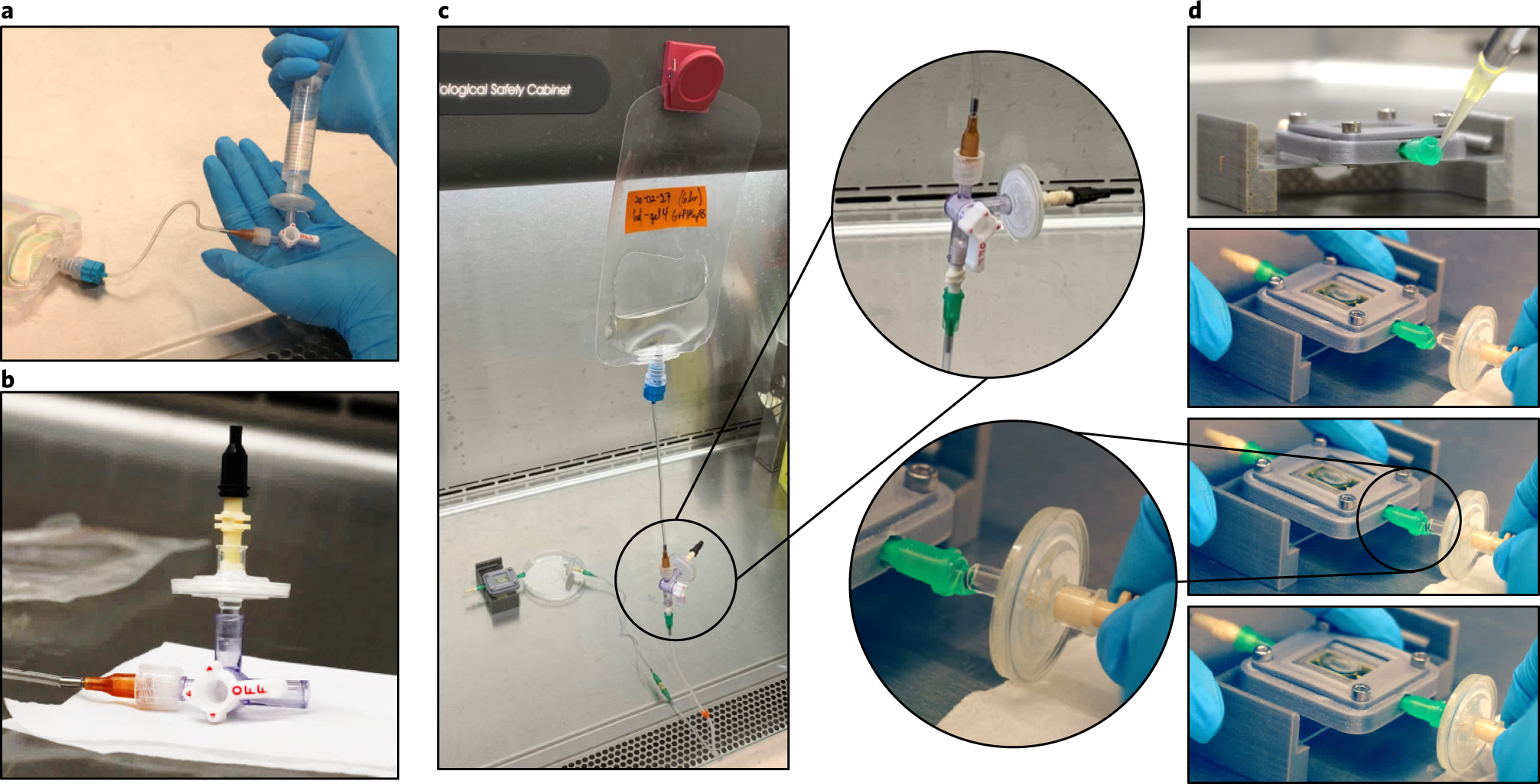 Fig. 6: Establishing a sterile fluidic connection for perfusion culture.