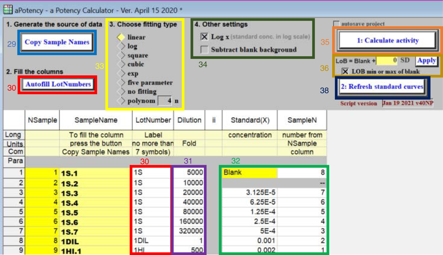 Fig. 5: aPotency worksheet.
