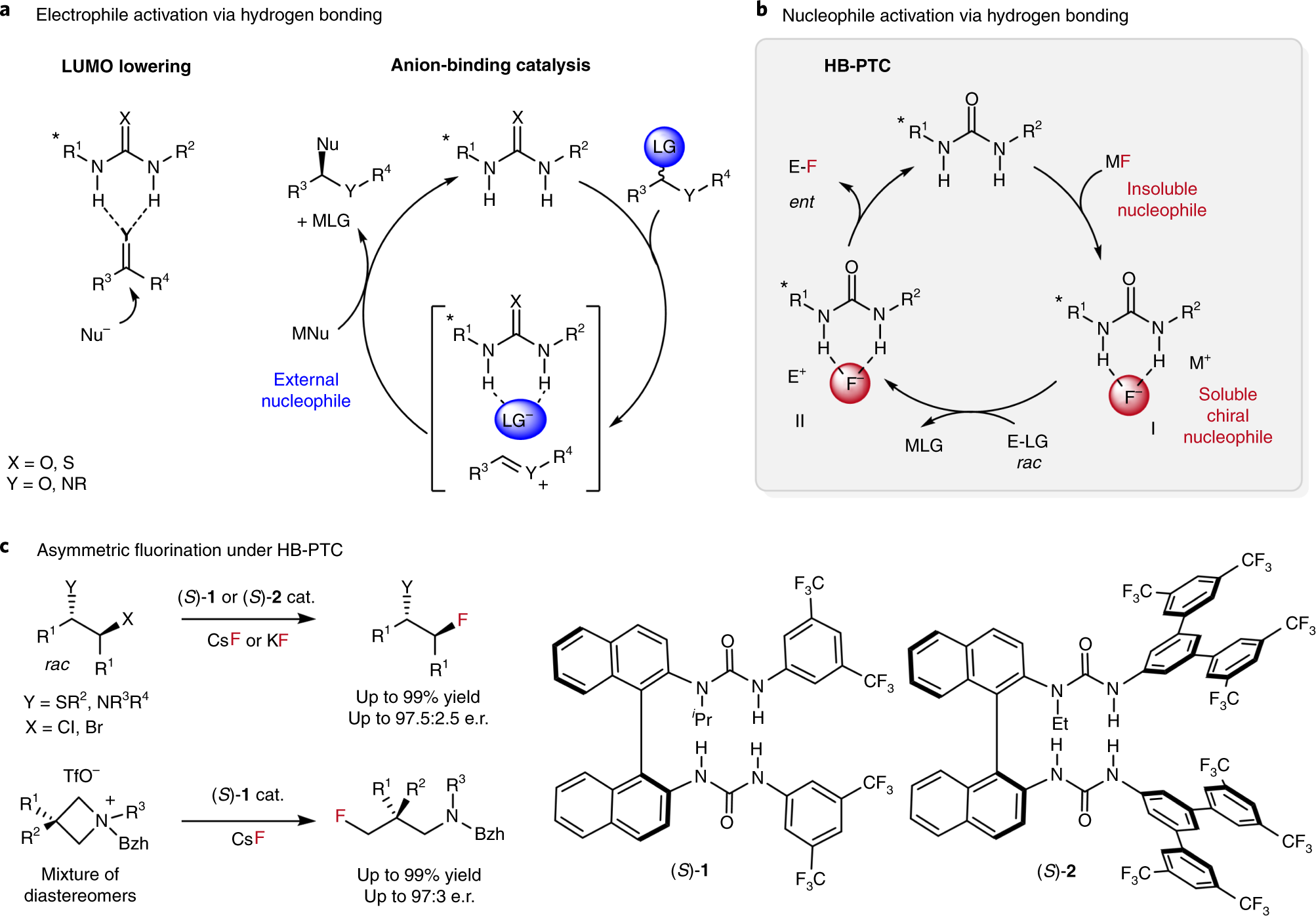Fig. 1: Hydrogen bonding for electrophile and nucleophile activation.