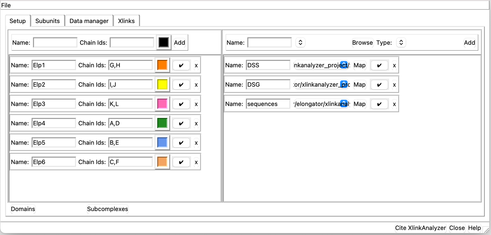 Fig. 4: An example of Xlink Analyzer interface used for configuring the modeling project.
