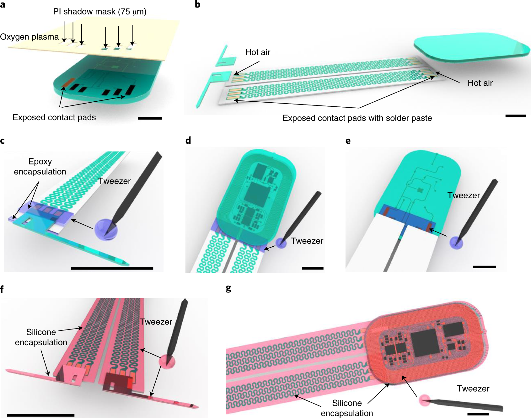 Fig. 5: Schematics of assembly procedures for BM devices.