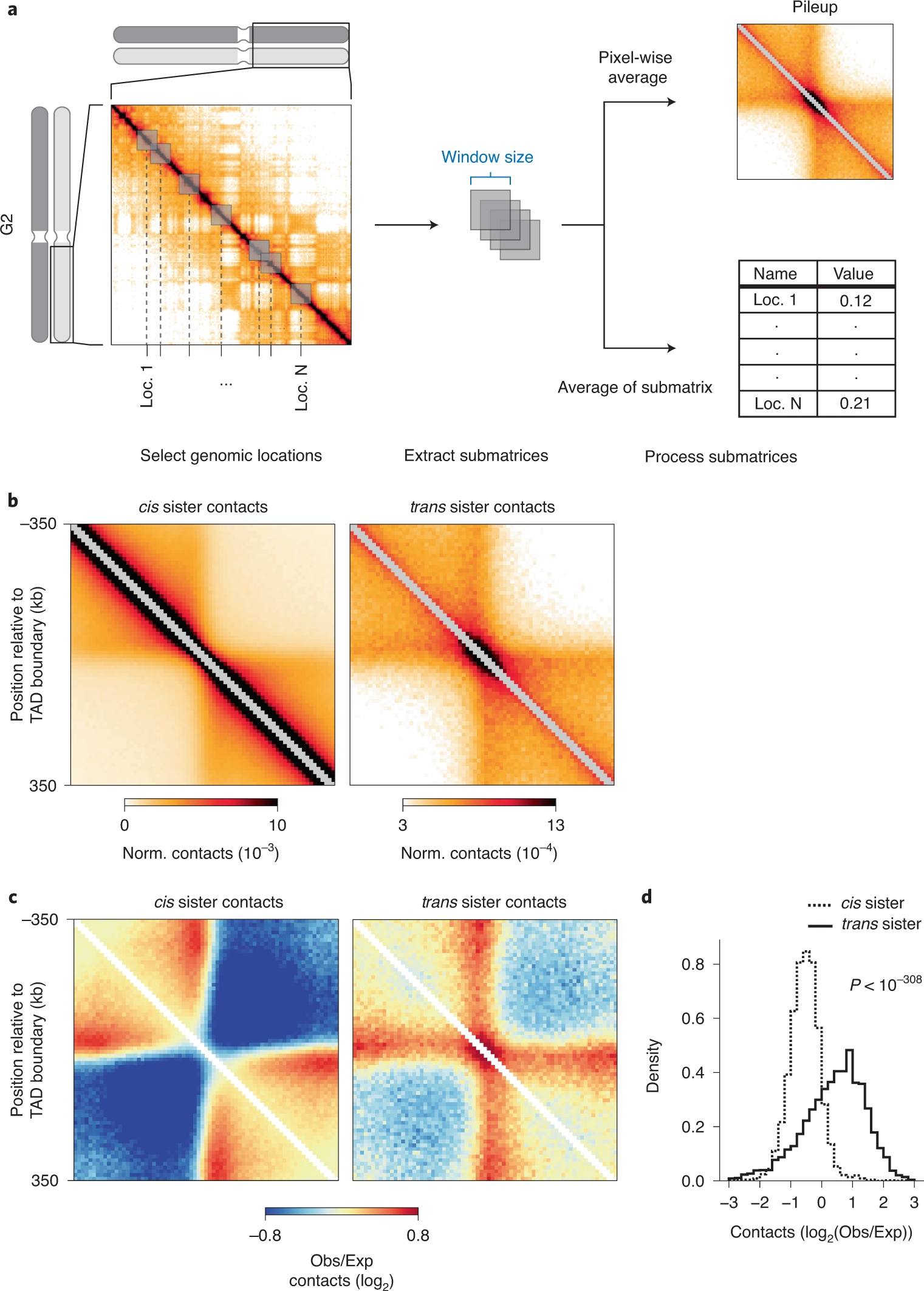 Fig. 7: Average contact probability maps around sets of genomic loci.