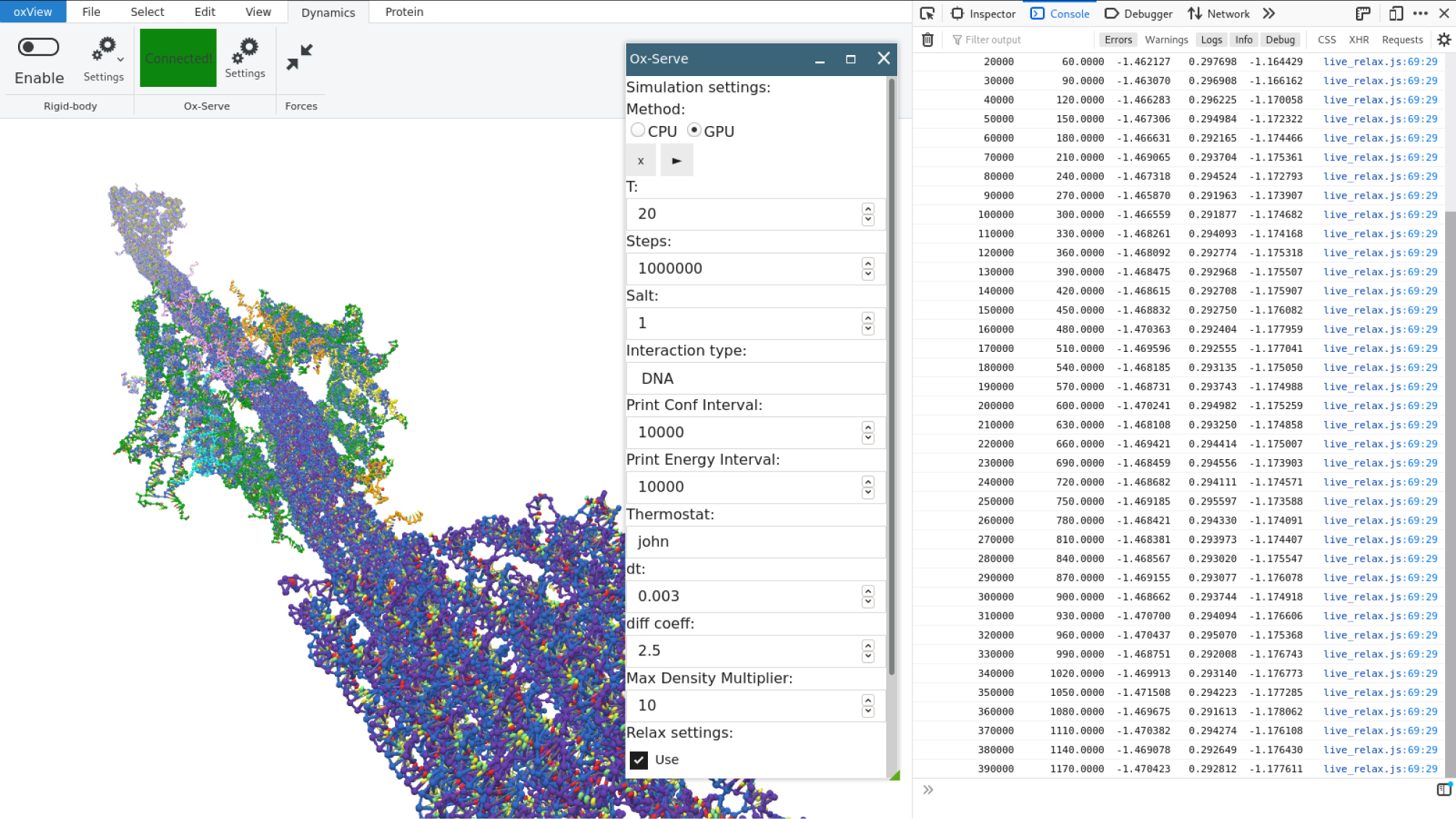 Fig. 4: Interactive simulation in oxServe.
