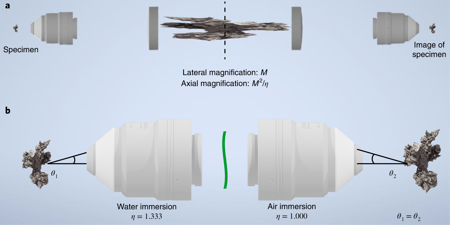 Fig. 3: Principles of aberration-free remote focusing.