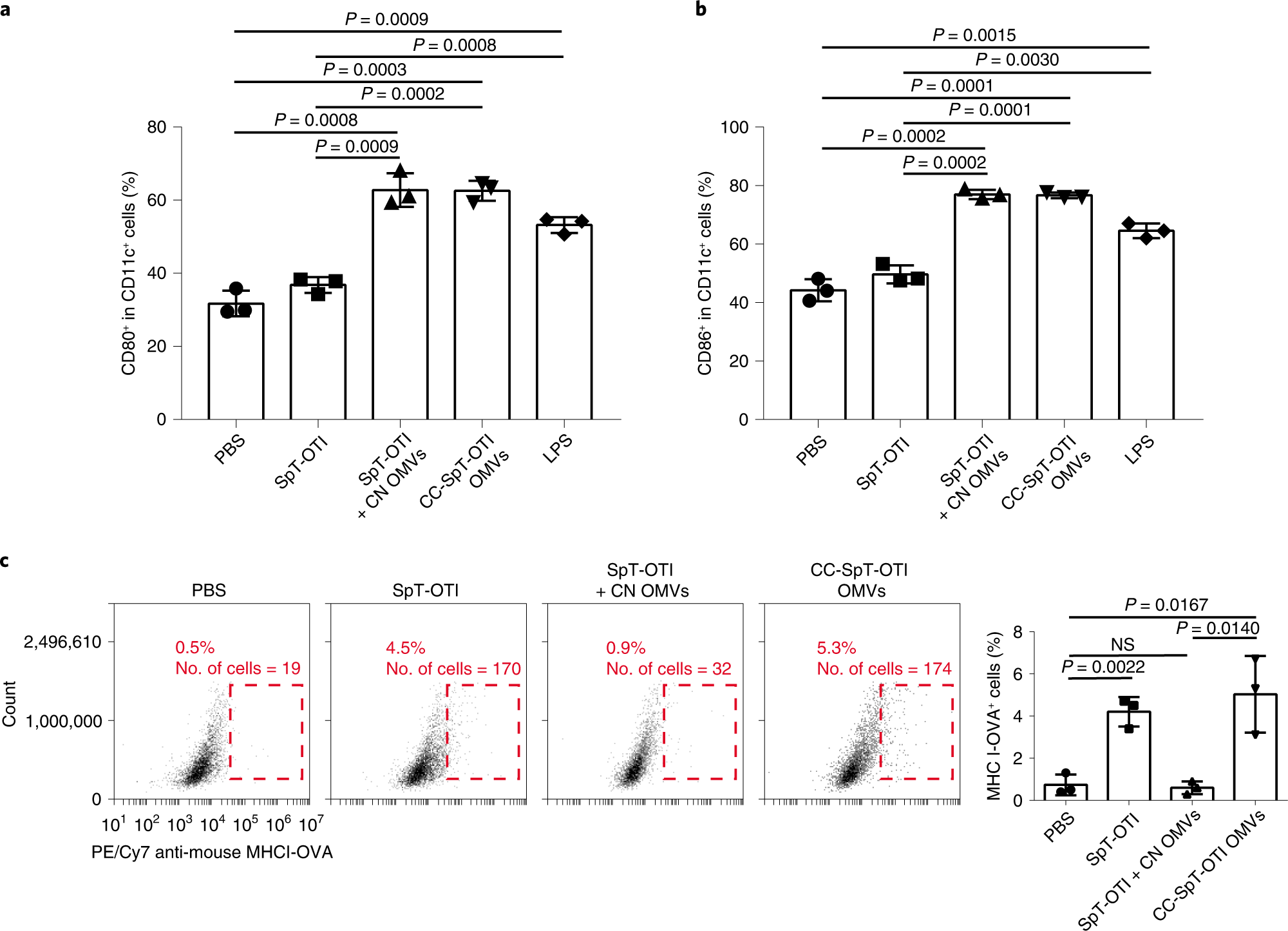 Fig. 3: Immune stimulation evaluation of OMV-based nanovaccines in vitro.