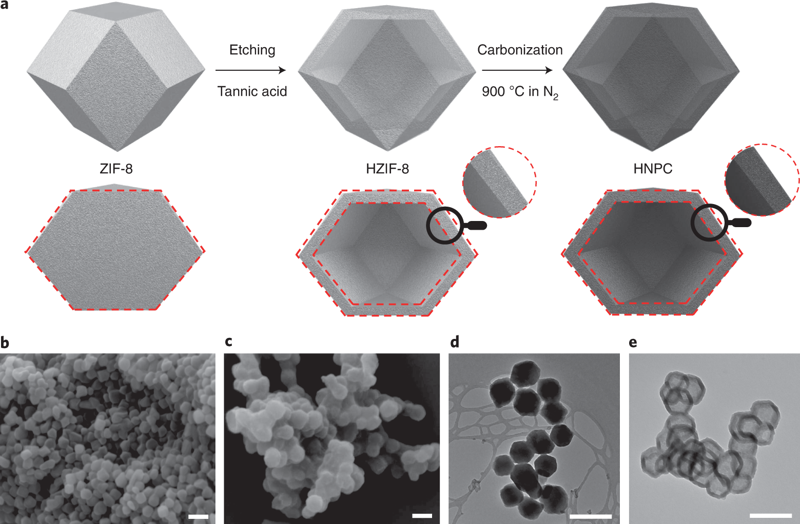 Fig. 3: Synthesis of HZIF-8 and its carbonization.