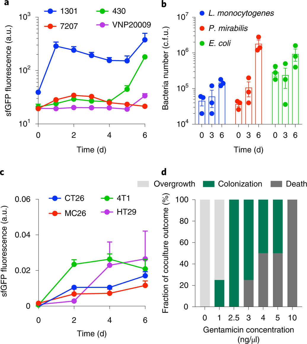 Fig. 4: Coculture with various bacteria and tumor cell types.