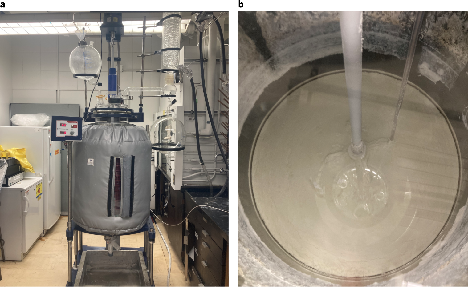 Fig. 4: A 3-kg-scale synthesis of MOF-303 in a 200 L reaction vessel.