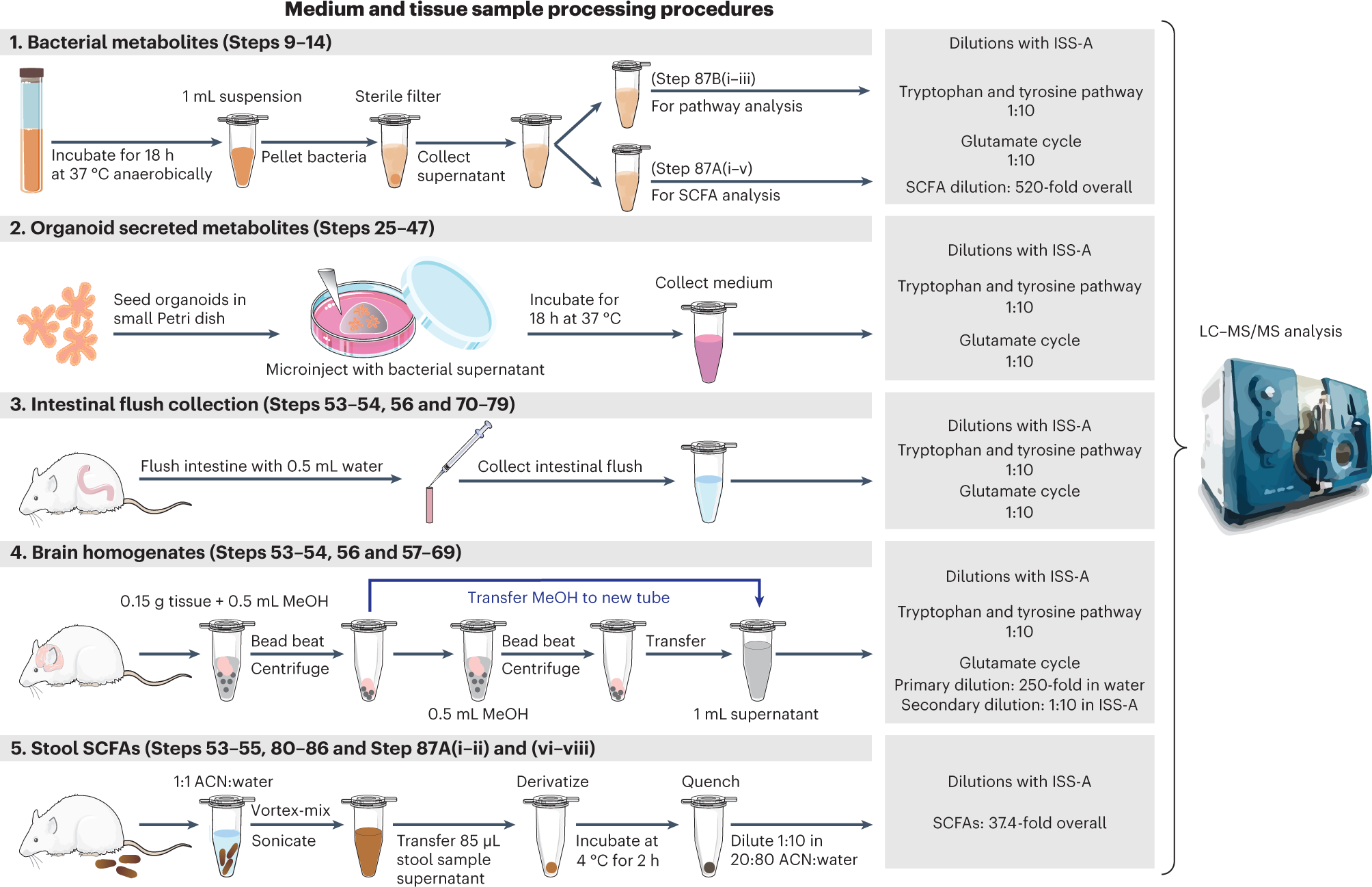 Fig. 2: Sample collection methods and processing procedures for each of the sample types examined.