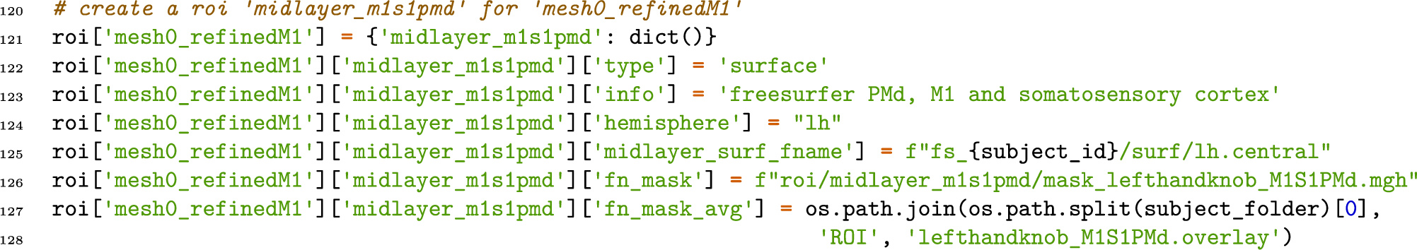 Fig. 9: ROI information of the refined mesh in the create_subject_0.py script.