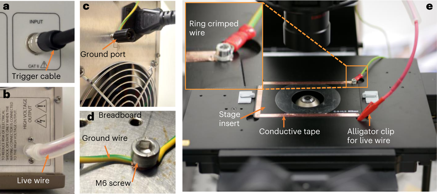 Fig. 11: High-voltage amplifier connections and grounding.