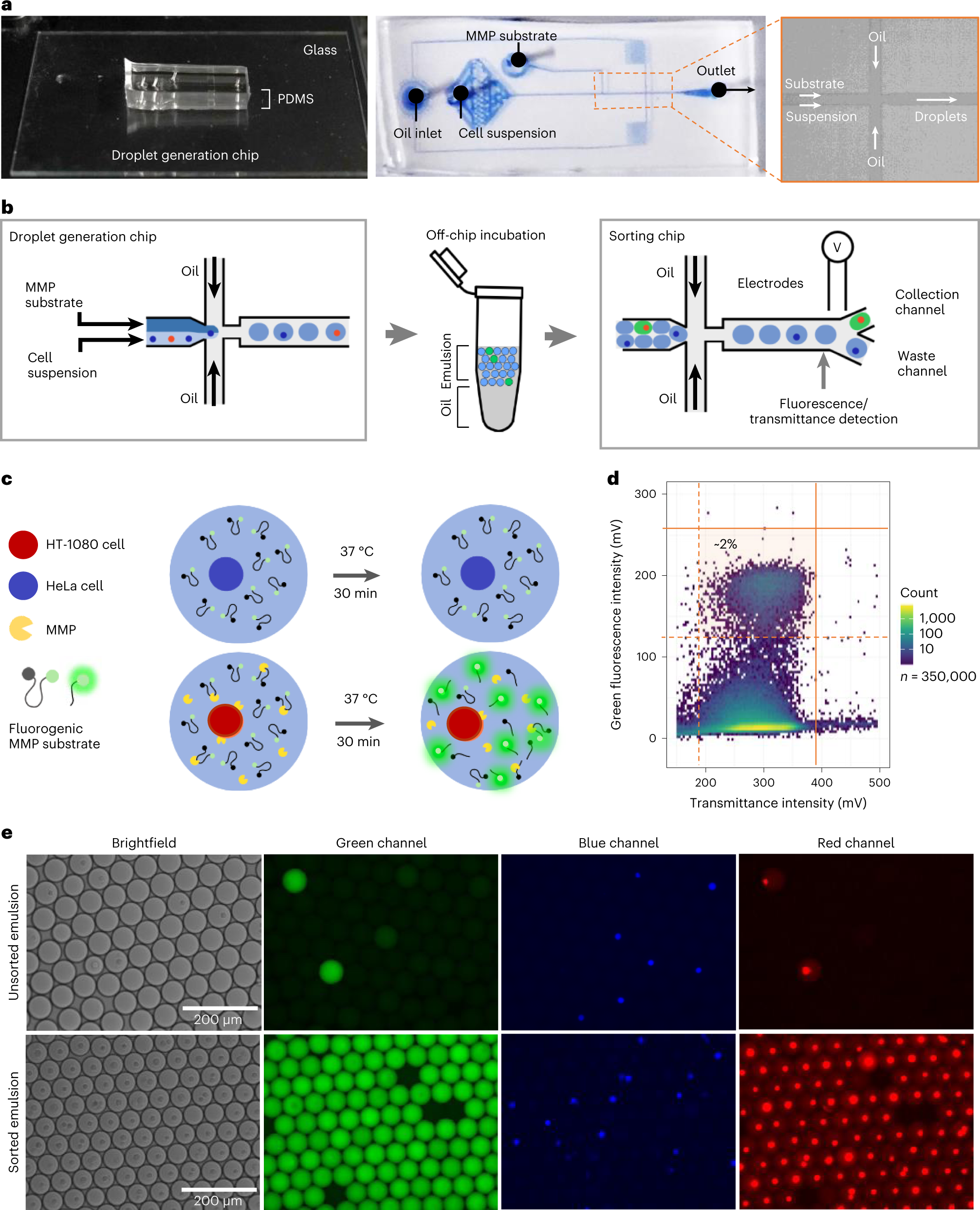 Fig. 18: Single-cell enzymatic droplet assay and sorting experiment.