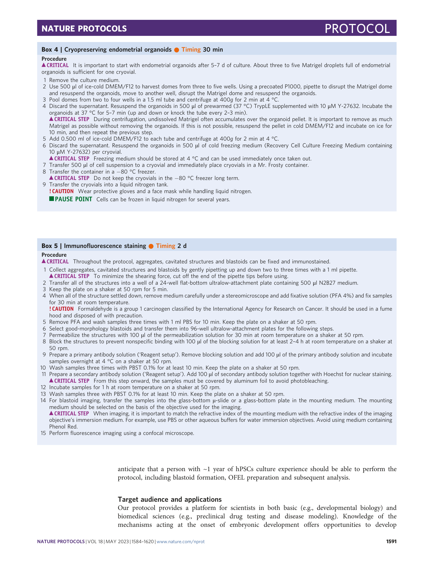 Stage Program Protocol Generating human blastoids modeling blastocyst-stage embryos and ...
