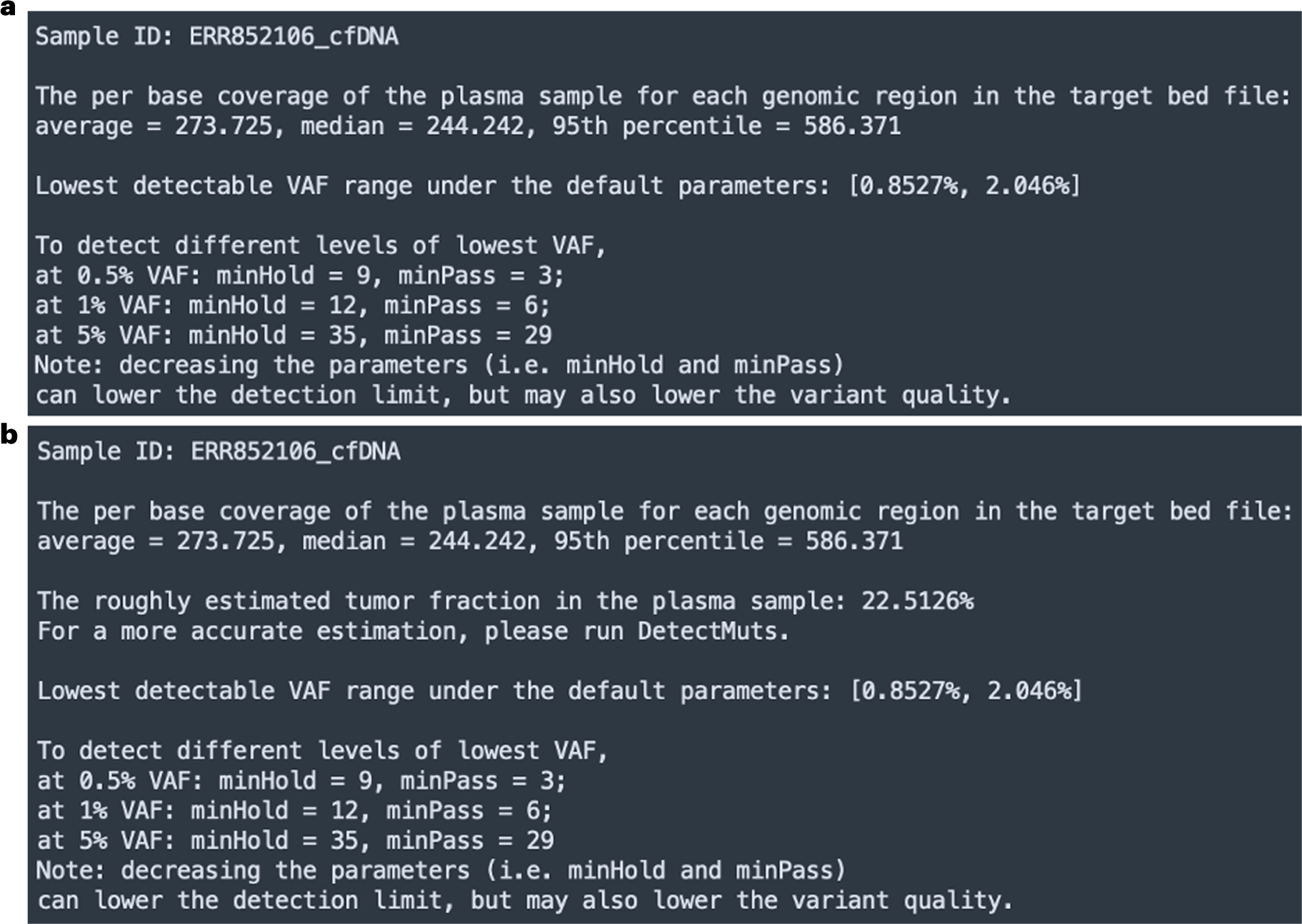 Fig. 3: Example outputs of the parameter-recommendation module.