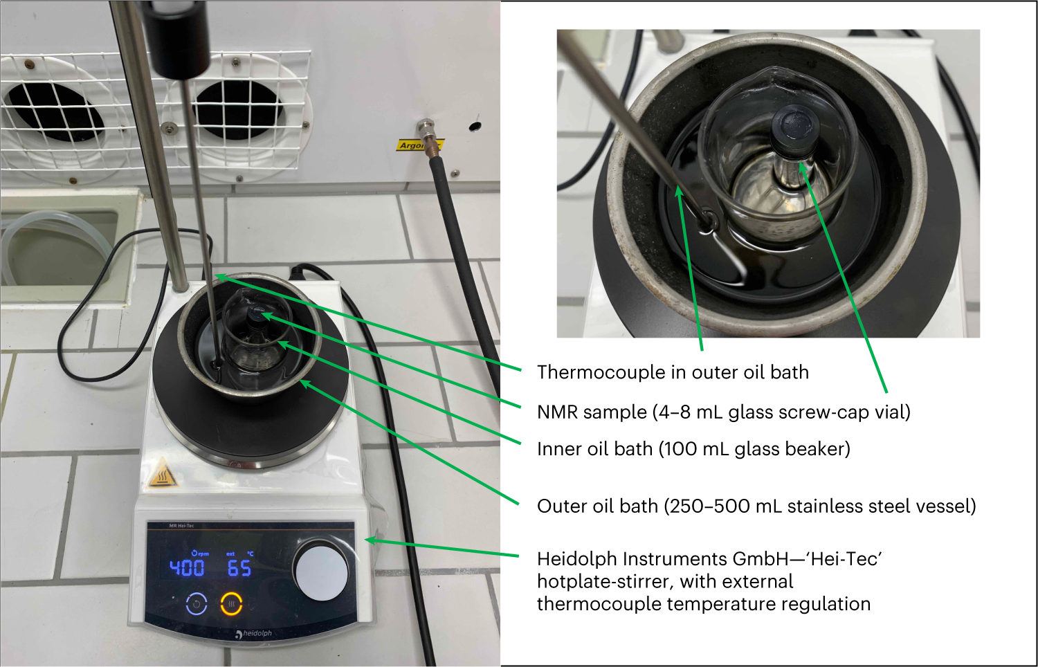Fig. 3: Preferred dissolution setup for the NMR sample preparation.