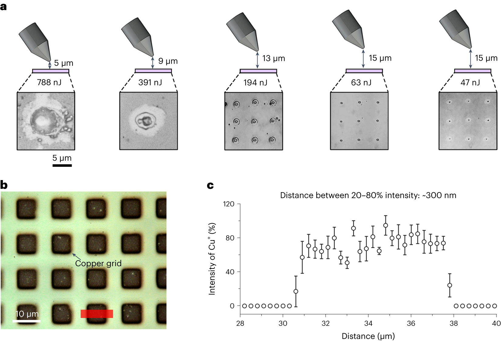 Fig. 3: Spatial resolution of the MSI with a microlensed fiber.
