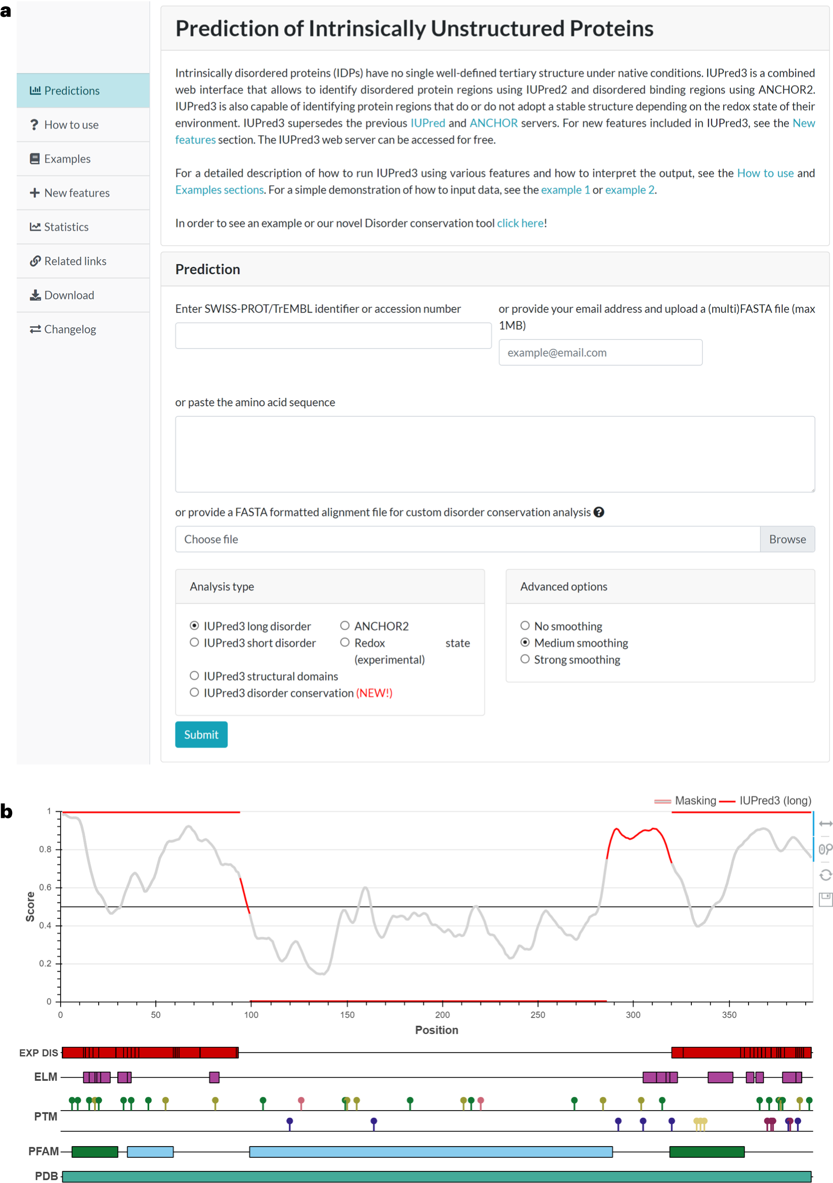 Fig. 5: Example of IUPred web server pages.