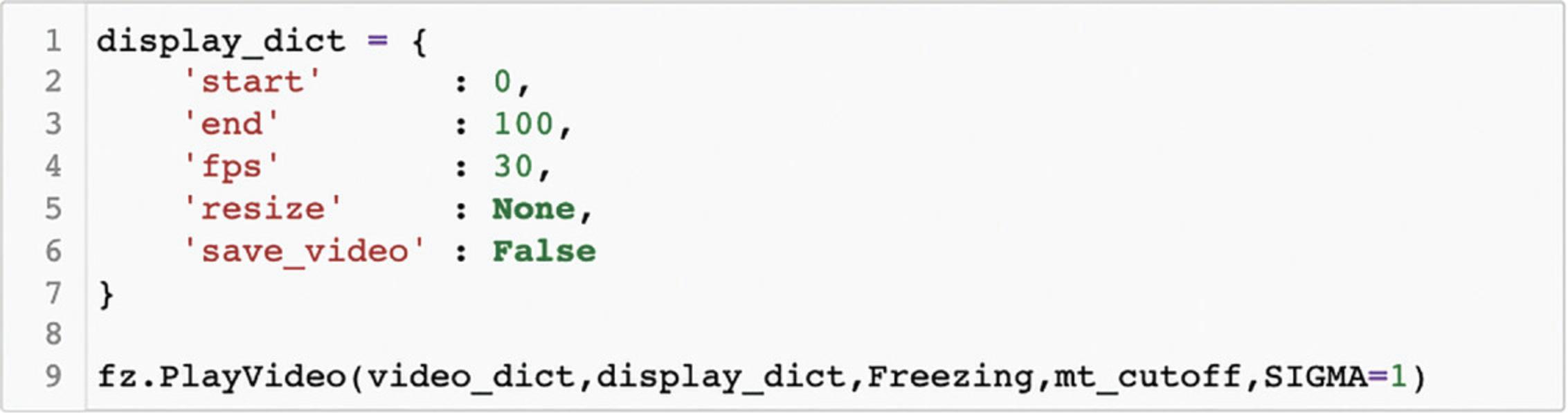 Details are in the caption following the image Example of how to play a portion of the video back in the Freeze Analysis Module. The scoring of the animal (either “Active” or “Freezing”) will be displayed, as well as the detected motion.
