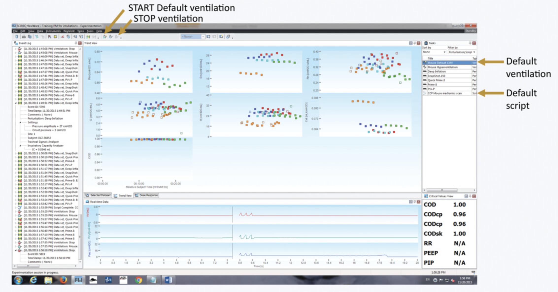 Details are in the caption following the image Overview of the screen of the FlexiWare software.