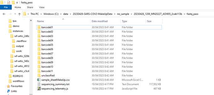 Fastq_pass folder after clean-up and with sample sheet. Fastq_pass folder after clean-up and with sample sheet.