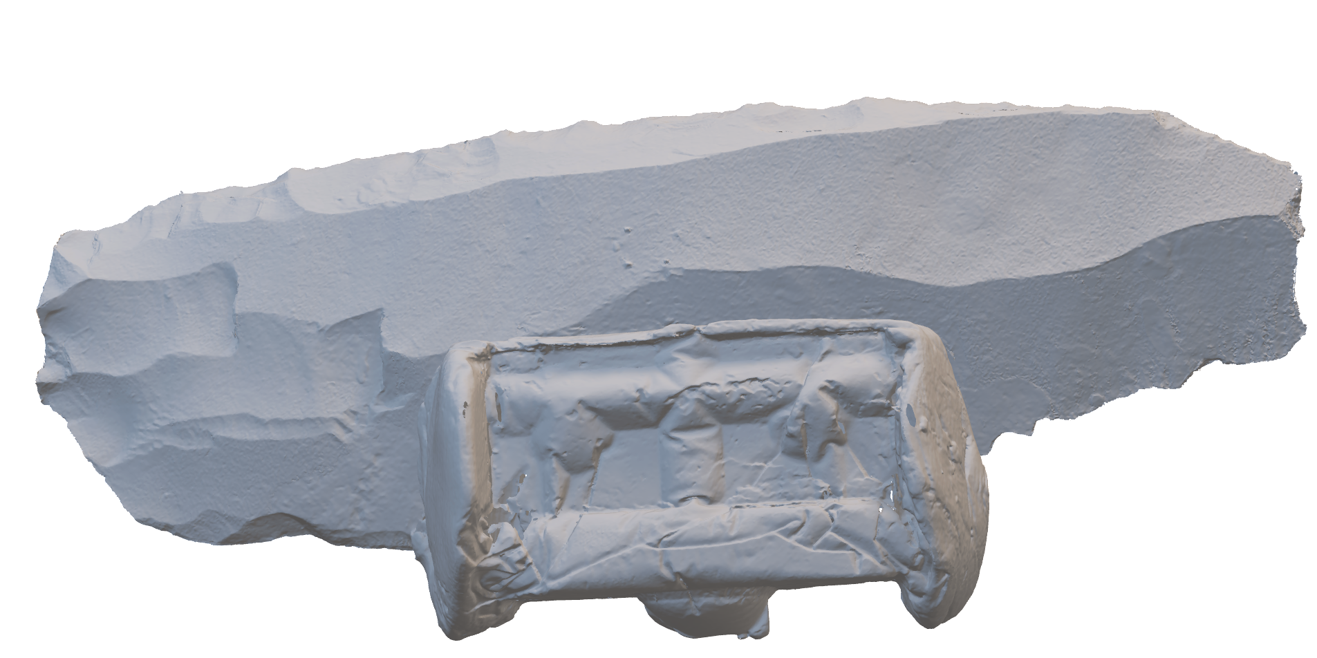 Example of a 3D scan (here: knapped blade tool sample FLT13-1 before experimentation). Example of a 3D scan (here: knapped blade tool sample FLT13-1 before experimentation).