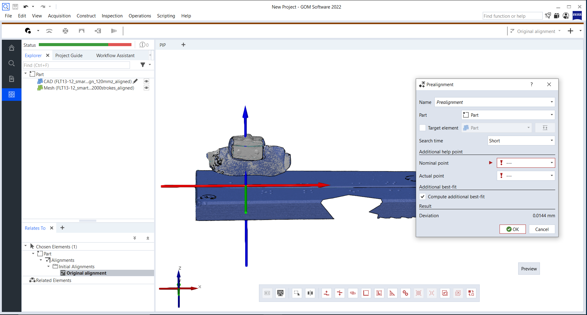 Tool sample FLT13-12 is aligned on its relative position scan. Tool sample FLT13-12 is aligned on its relative position scan.