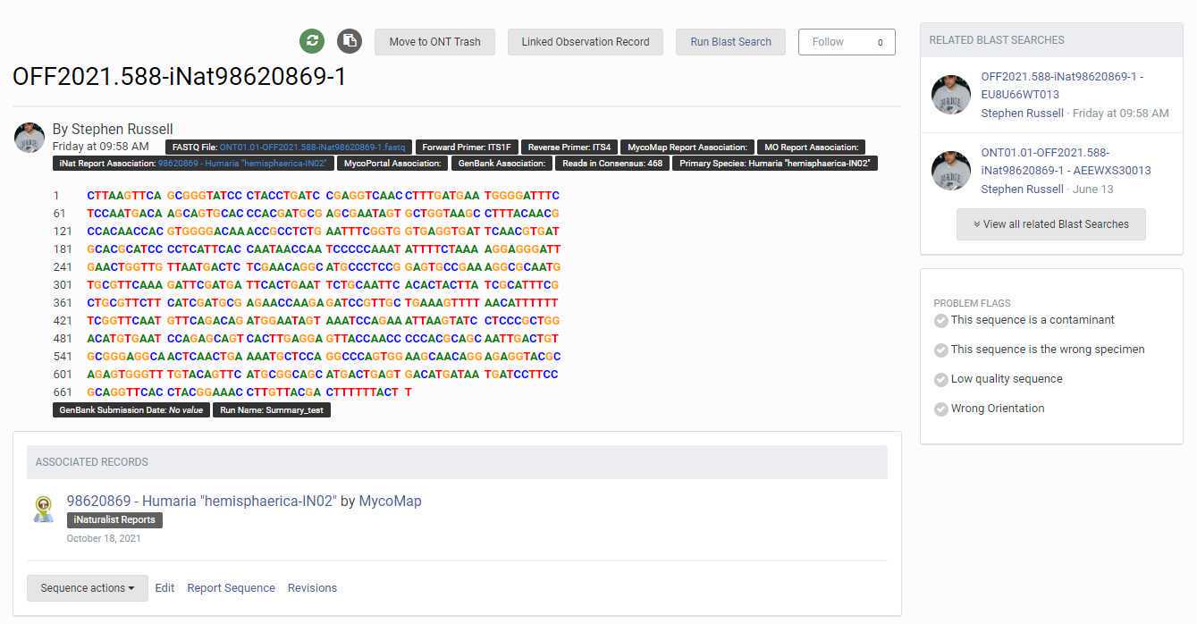 The MycoMap sequence record page. The MycoMap sequence record page.