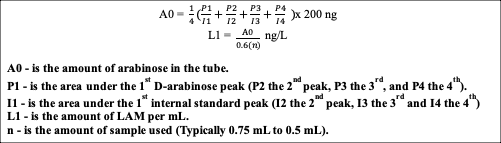 Using the equation above, urinary LAM can be quantified based on D-arabinose. Using the equation above, urinary LAM can be quantified based on D-arabinose.