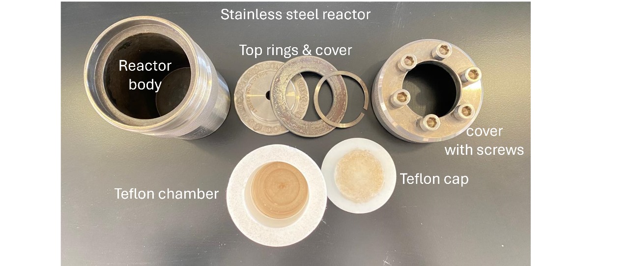 Figure 3. Detailed Structure of a Non-corrosive Polytetrafluoroethylene (PTFE) Lined Stainless Steel Autoclave Reactor. Figure 3. Detailed Structure of a Non-corrosive Polytetrafluoroethylene (PTFE) Lined Stainless Steel Autoclave Reactor.