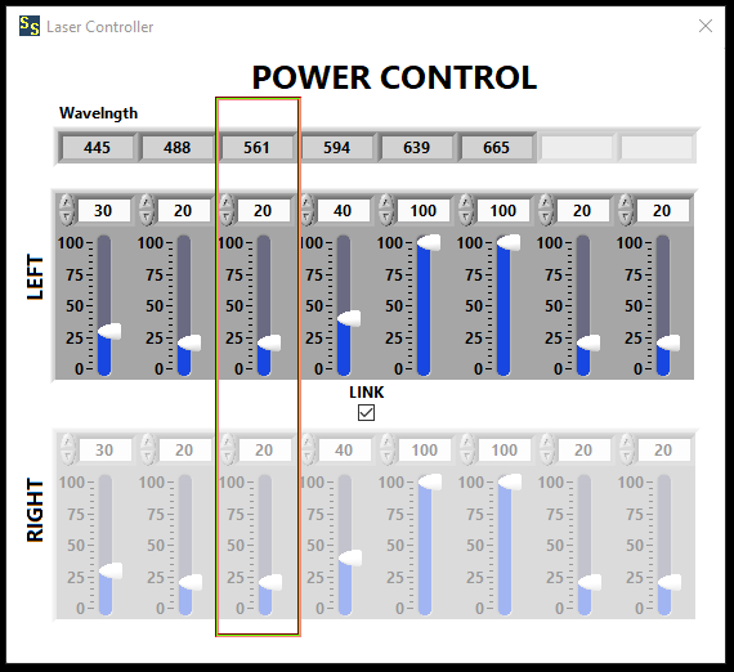 Interface for adjusting laser power. Interface for adjusting laser power.