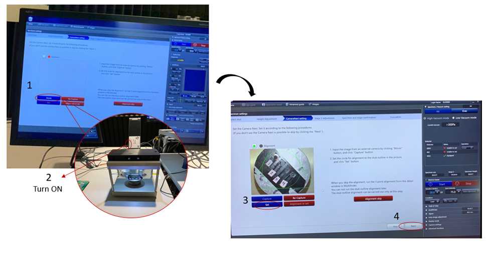 Figure 6. Place the sample holder under the camera Figure 6. Place the sample holder under the camera