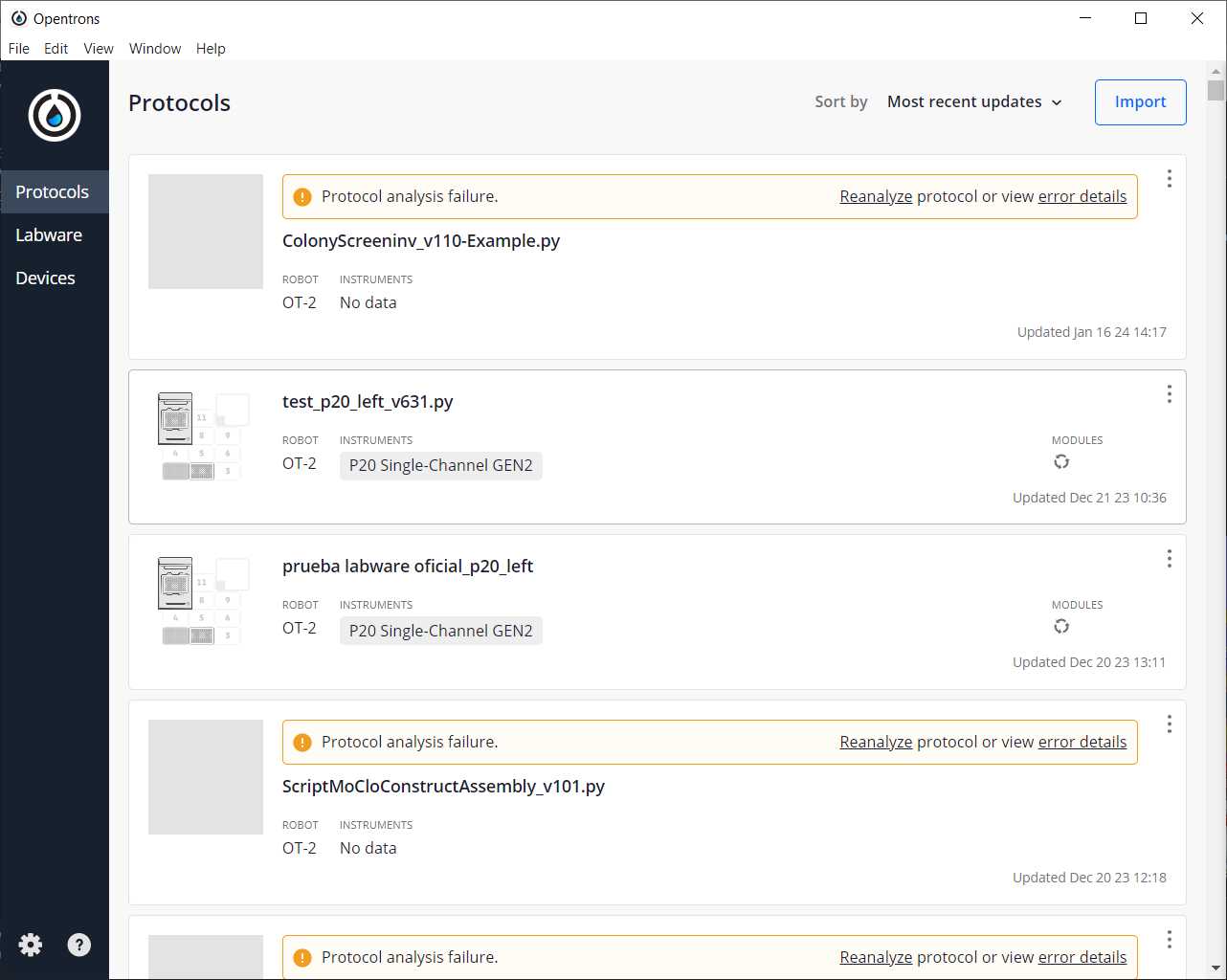 Result of importing the Python script in the OT-App Result of importing the Python script in the OT-App