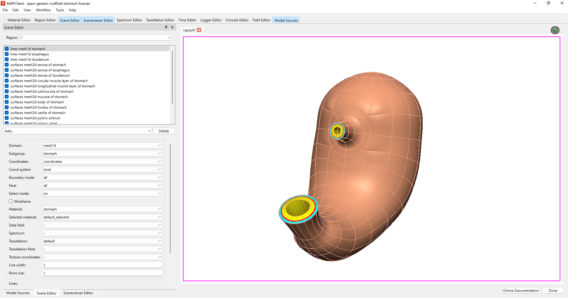 Figure 3. Argon Viewer for configuring graphics for the organ scaffold. Figure 3. Argon Viewer for configuring graphics for the organ scaffold.