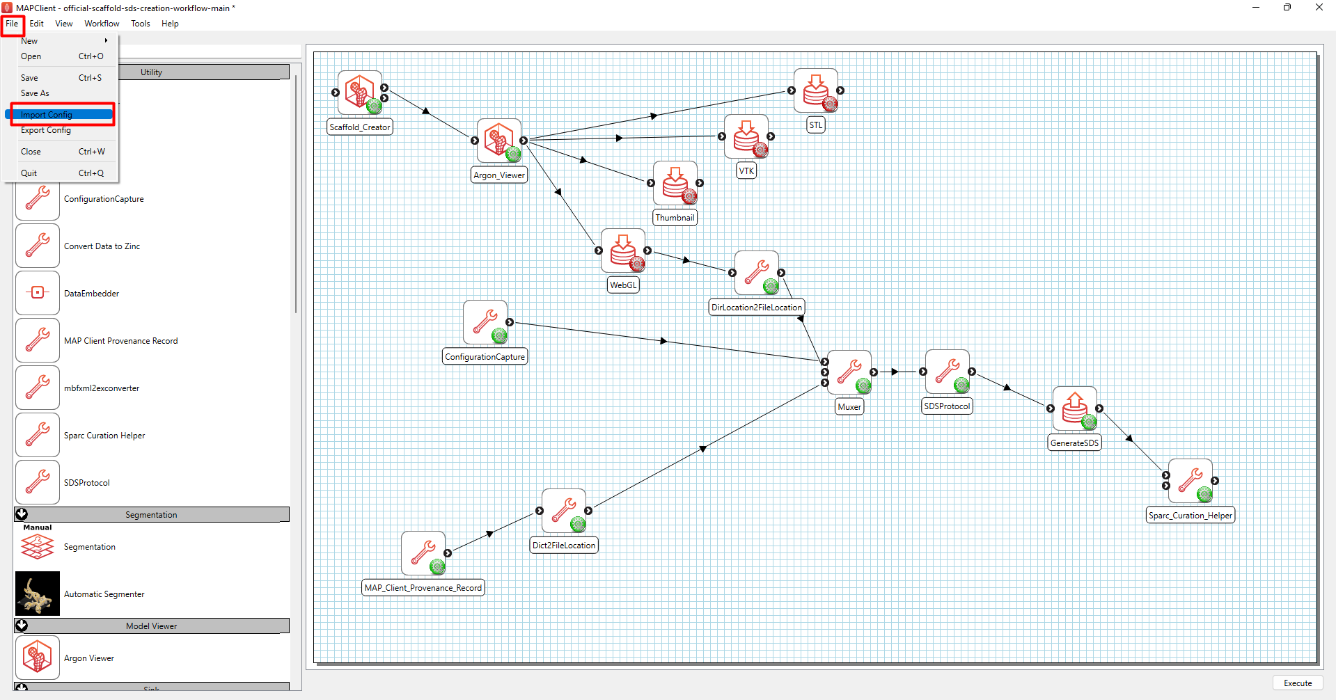 Figure 6. Import configuration settings. Figure 6. Import configuration settings.