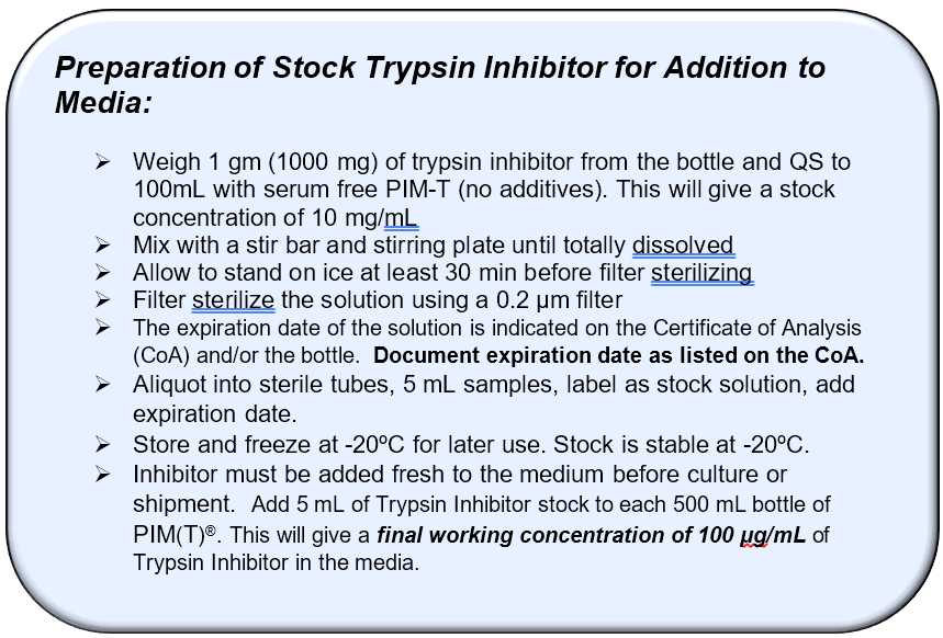 If not prepared previously as a Stock Reagent, then record Reagent Preparation Details on attached Trypsin Stock Preparation Sheet. If not prepared previously as a Stock Reagent, then record Reagent Preparation Details on attached Trypsin Stock Preparation Sheet.