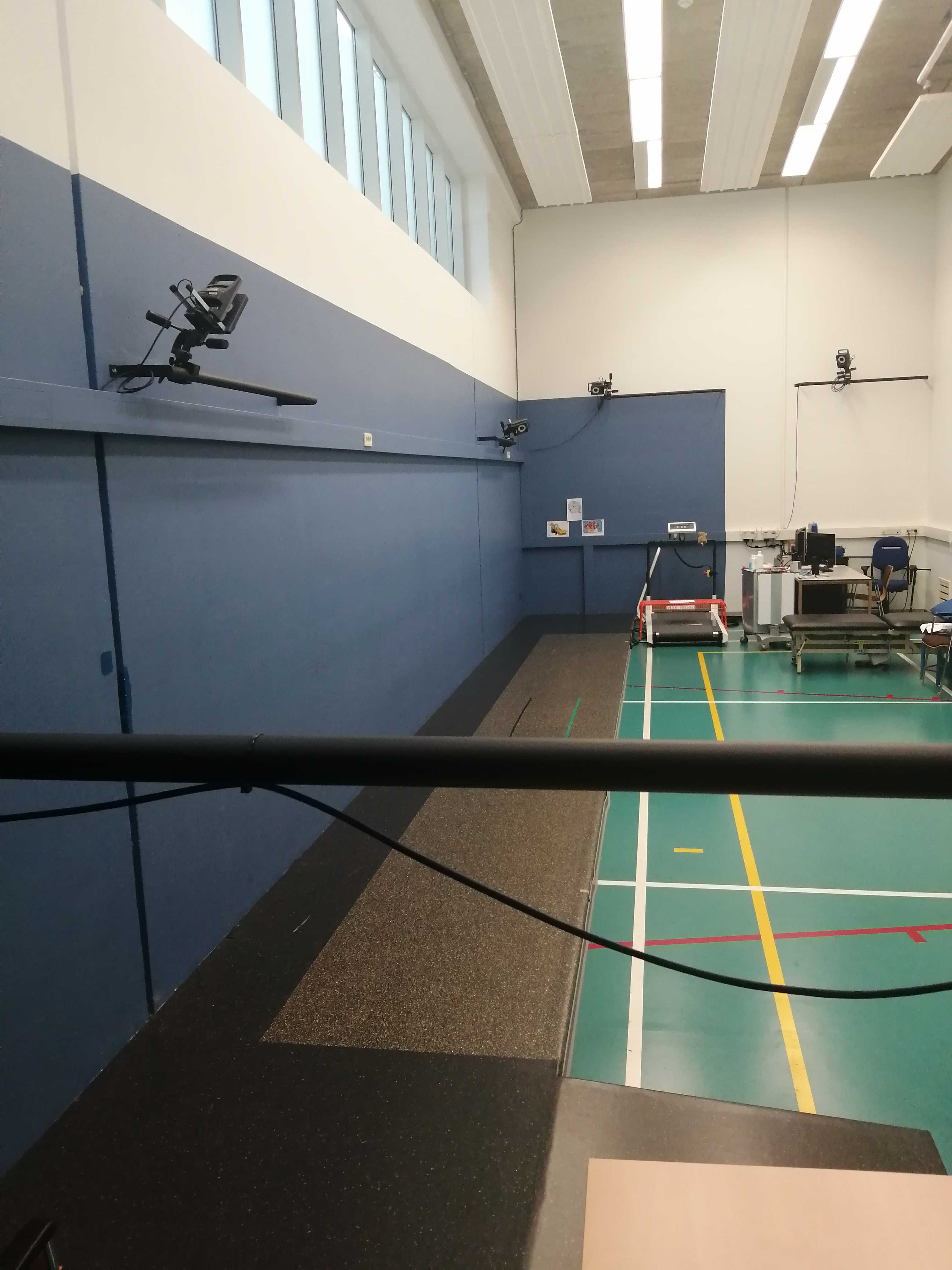 Figure: The 9 meter instrumented walkway surrounderd by 3D motion capture. Figure: The 9 meter instrumented walkway surrounderd by 3D motion capture.