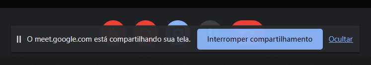 Oculte o aviso de compartilhamento de tela. Oculte o aviso de compartilhamento de tela.