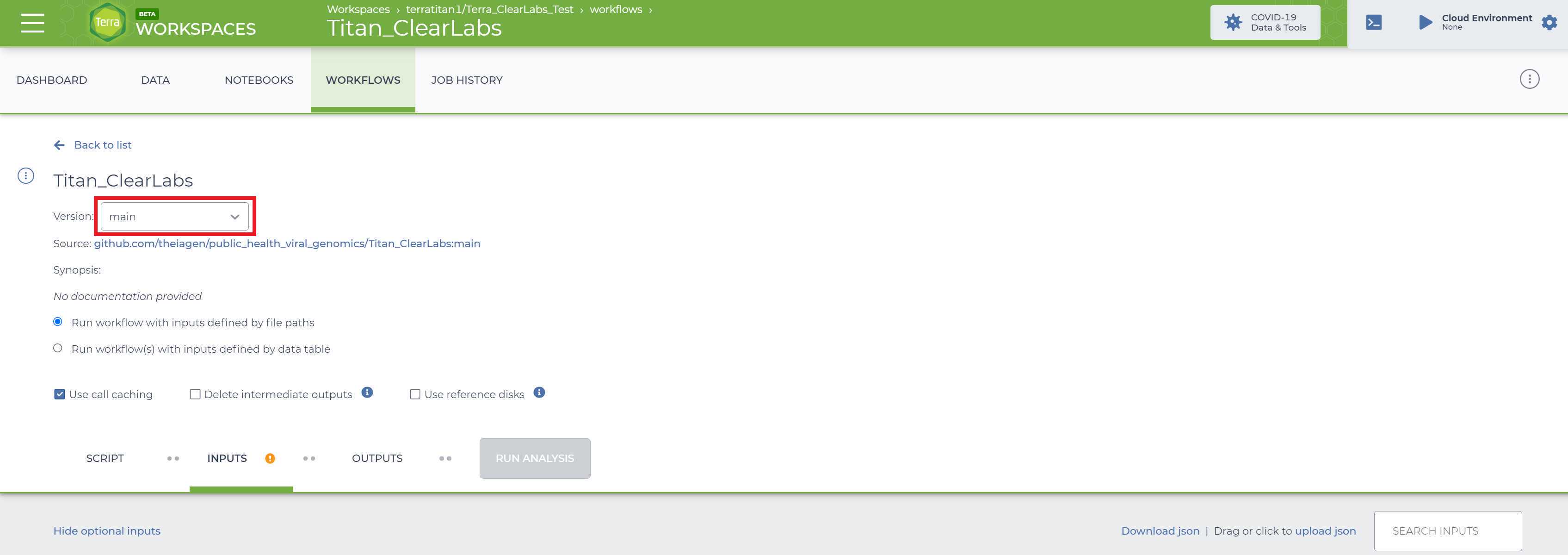 The Titan ClearLabs assembly workflow page The Titan ClearLabs assembly workflow page