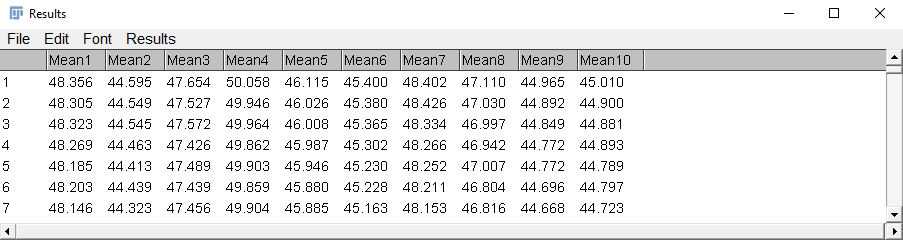 Figure 33. Results window after multi measure. Figure 33. Results window after multi measure.