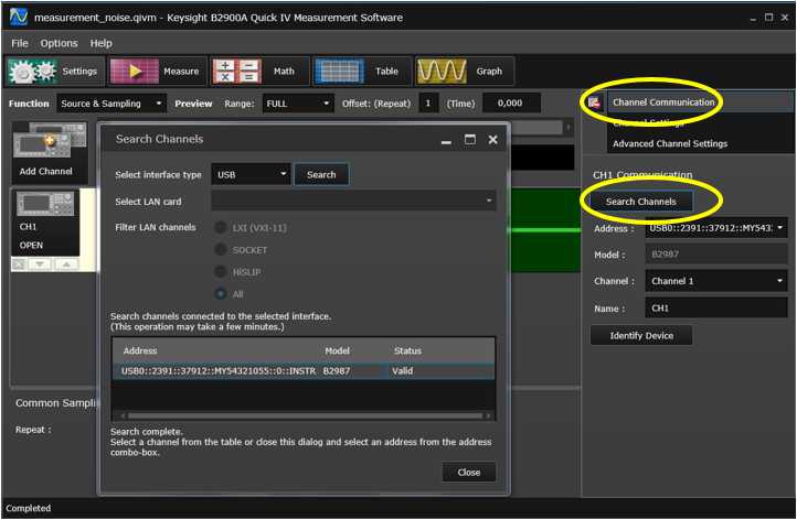 Position of the tabs “Channel Communication” and “Search Channels”. Position of the tabs “Channel Communication” and “Search Channels”.