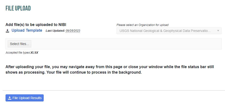 Figure 42. NIBI File Upload screen. Figure 42. NIBI File Upload screen.