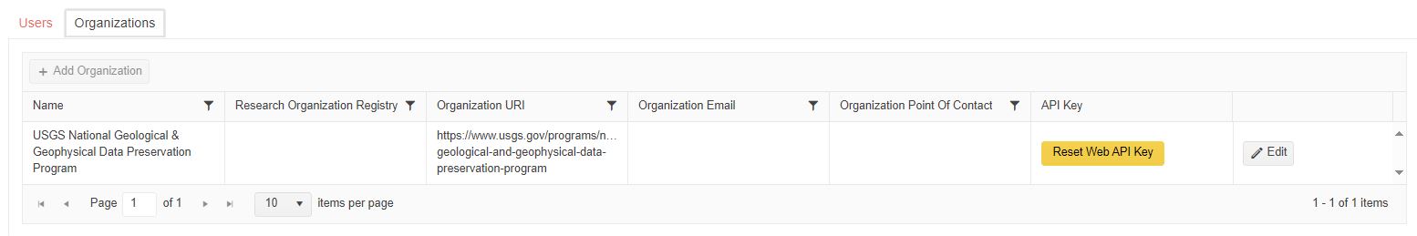 Figure 33. NIBI organization administration tab. Figure 33. NIBI organization administration tab.