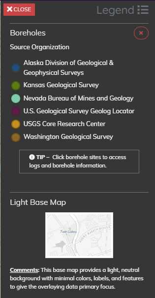 Figure 7. NIBI Map Viewer Legend. Figure 7. NIBI Map Viewer Legend.