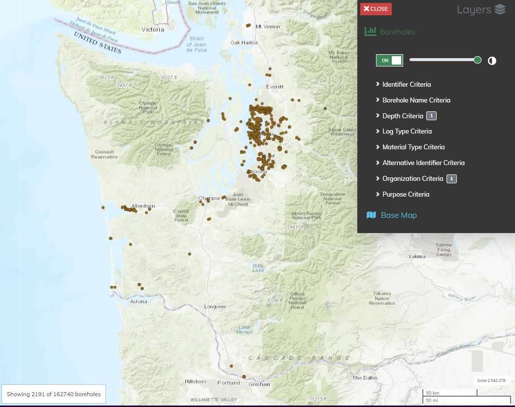 Figure 21. NIBI Map Viewer multiple filter example. Figure 21. NIBI Map Viewer multiple filter example.