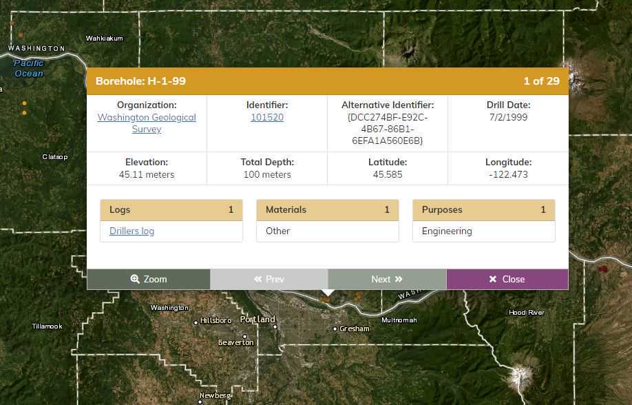 Figure 22. NIBI Map Viewer data point pop-up window. Figure 22. NIBI Map Viewer data point pop-up window.