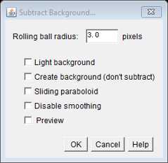 This window can be opened by selecting Process -> Subtract Background This window can be opened by selecting Process -> Subtract Background