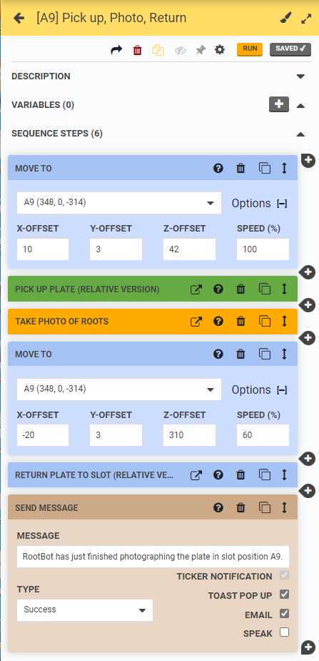 Example Pick up, Photo, Return command Example Pick up, Photo, Return command