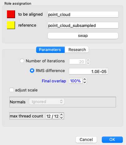 Fien registration tool in CloudCompare Fien registration tool in CloudCompare
