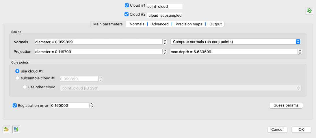 M3C2 distance tool in CloudCompare M3C2 distance tool in CloudCompare