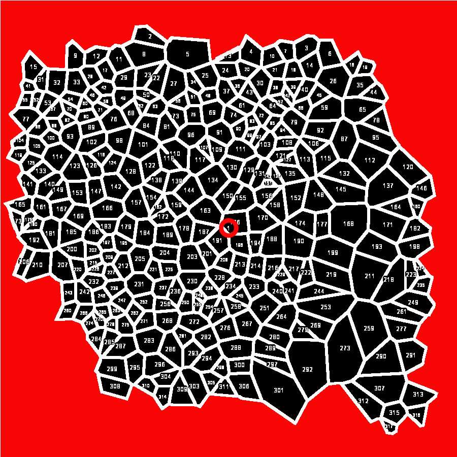 The image displays in red the particle that the program numbers as particle 1 that must be discarded in the following analysis. The image displays in red the particle that the program numbers as particle 1 that must be discarded in the following analysis.
